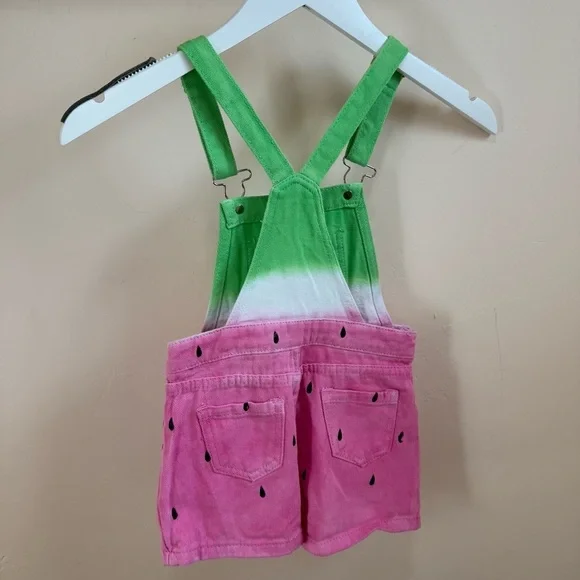 NWOT Girls Watermelon Overall Shorts With White Tee Set Size 6 / XL - Picture 7 of 12